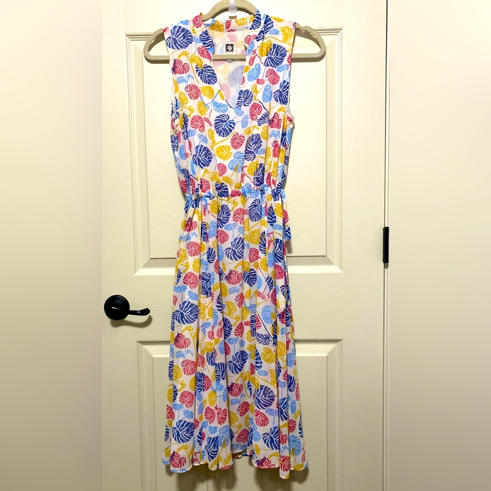 Anne Klein Women’s Sleeveless Floral Dress | Size: 8 | Blue/Cream/Yellow